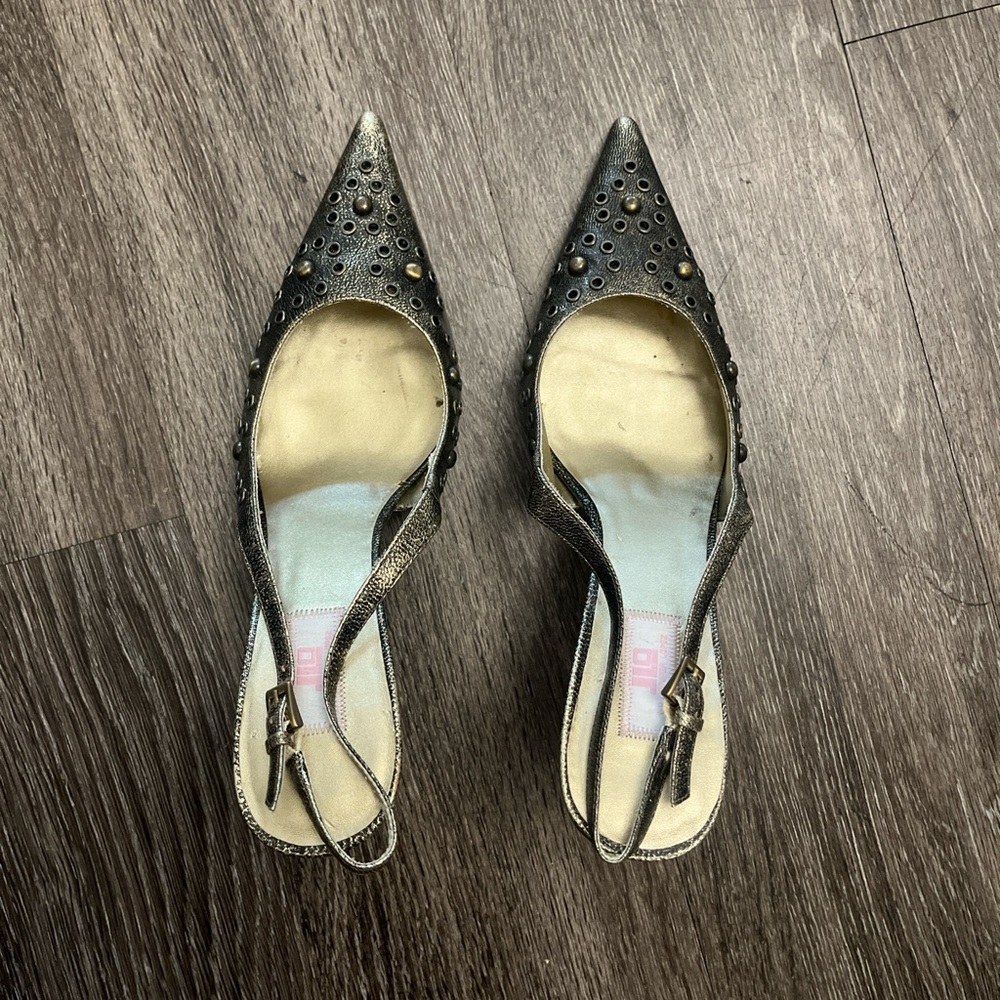 Jennifer Lopez Black and Gold Studded Heels